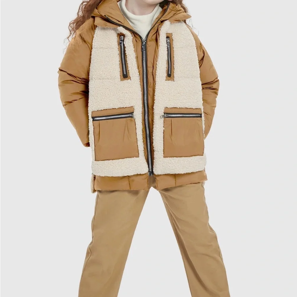 NWT Orolay Universe Kids Down Puffer Girls Size 8 700 Fill Khaki Warm